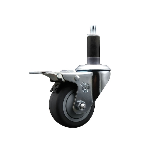 3'' Thermoplastic Rubber Swivel 1-1/8'' Expanding Stem Caster Total Lock Brake